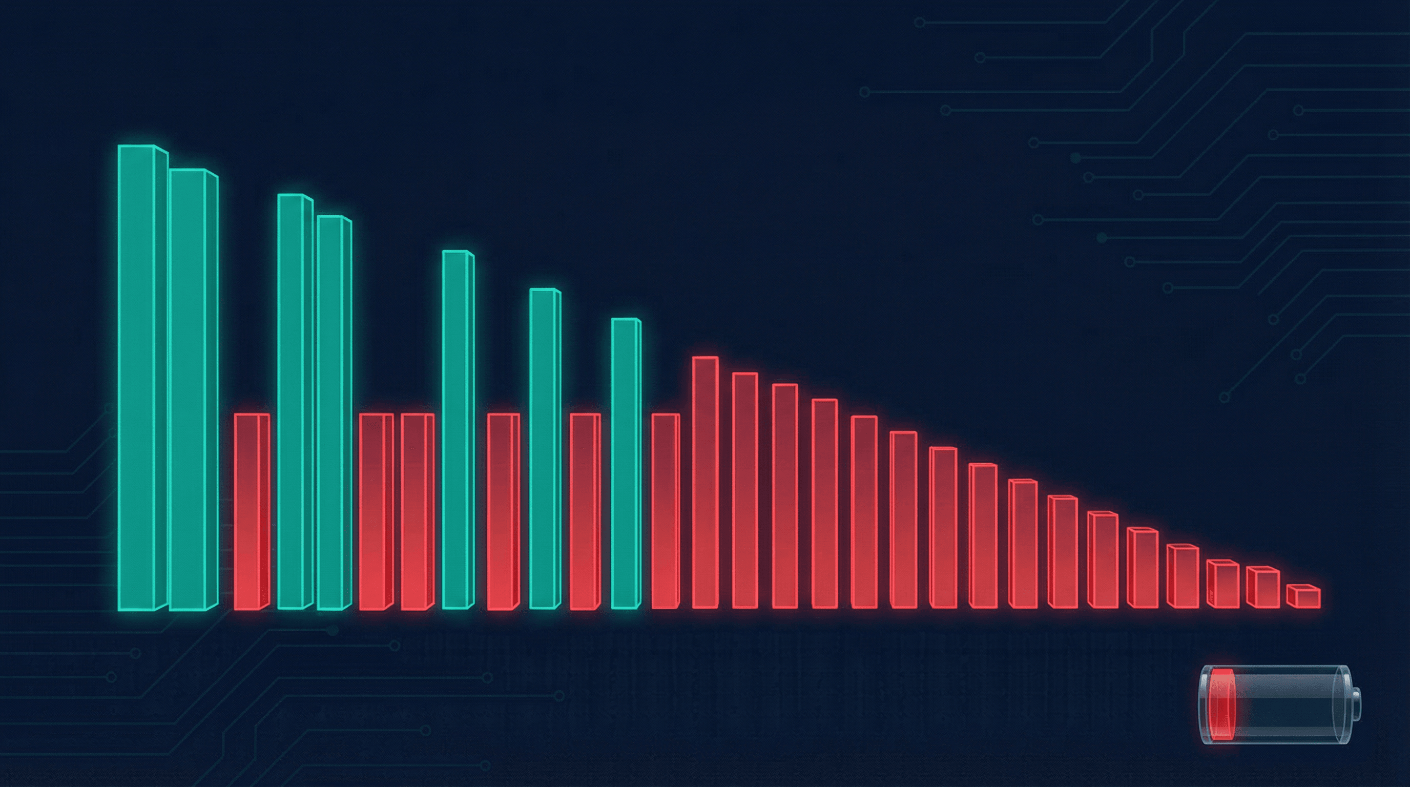 Bar chart showing energy levels declining through the day as meetings accumulate